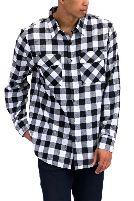 Regular Fit Long Sleeve Checker Plaid Flannel