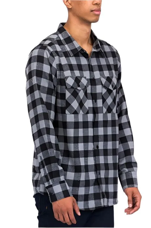 Regular Fit Long Sleeve Checker Plaid Flannel