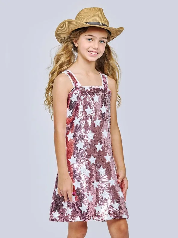 Sequin Star Print Shift Dress