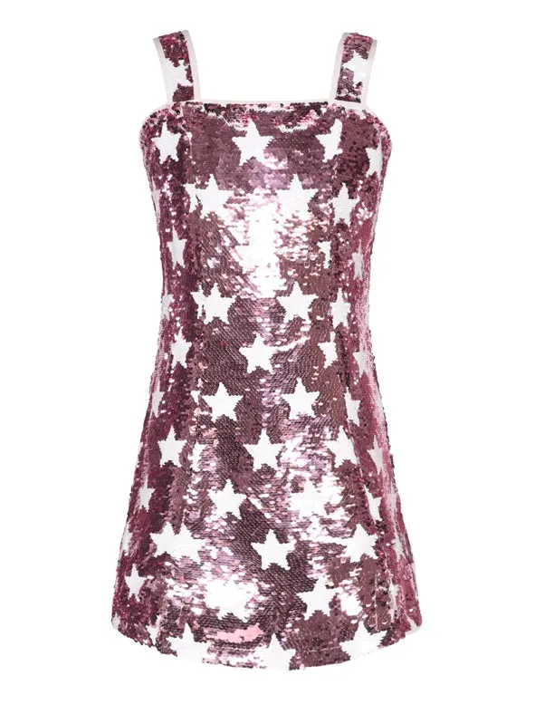 Sequin Star Print Shift Dress