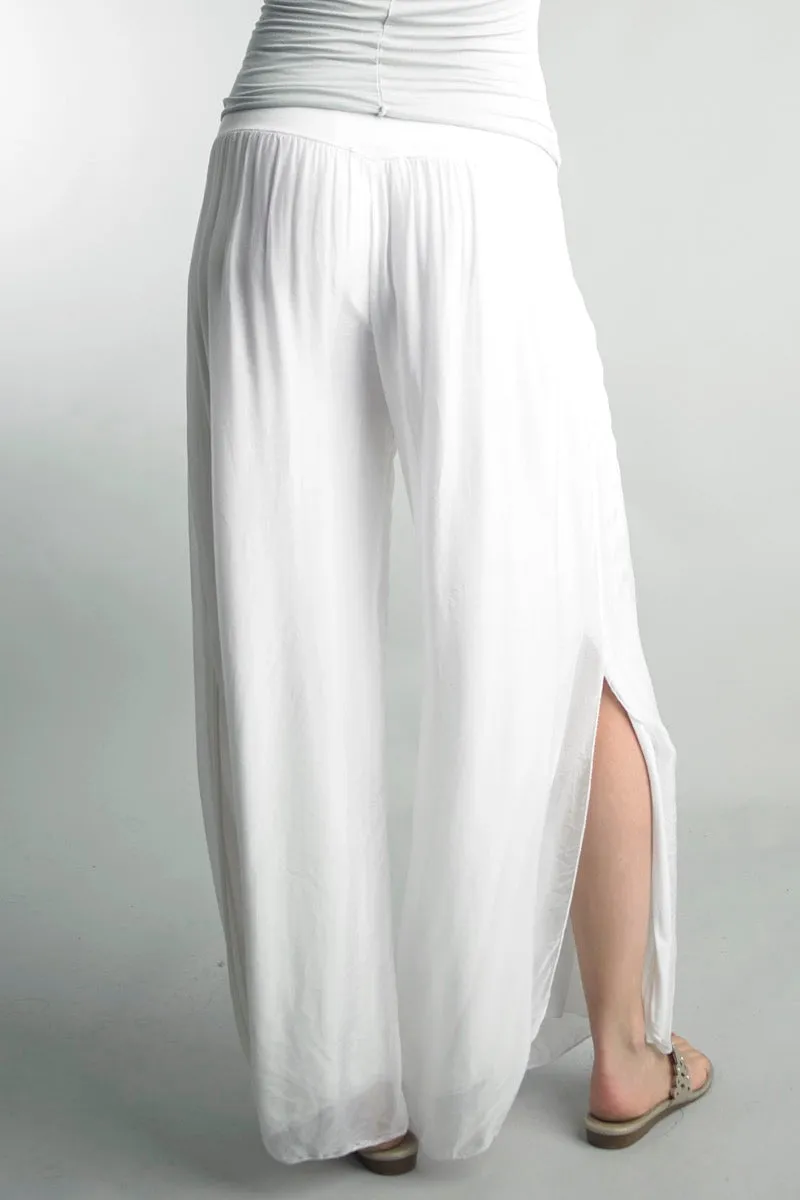 Silk Palazzo Pant - White