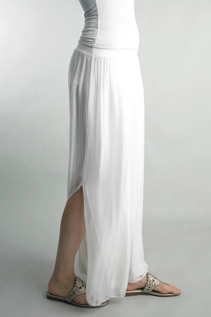 Silk Palazzo Pant - White