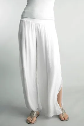 Silk Palazzo Pant - White