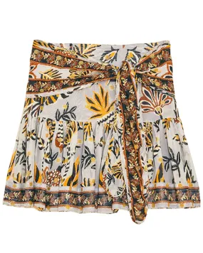 Silver Floral Tapestry Mini Skirt