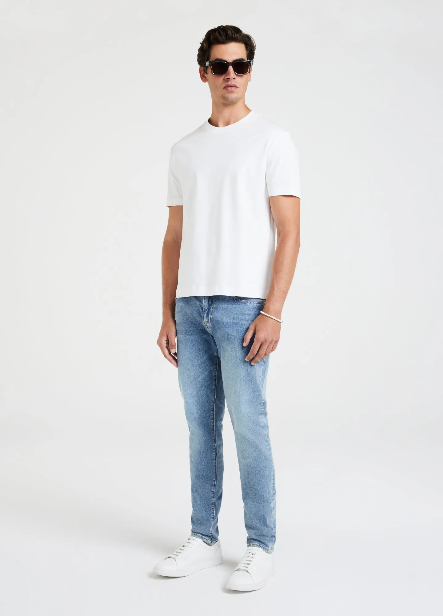 Skinny Fit Bleached Denim Jeans Light Blue