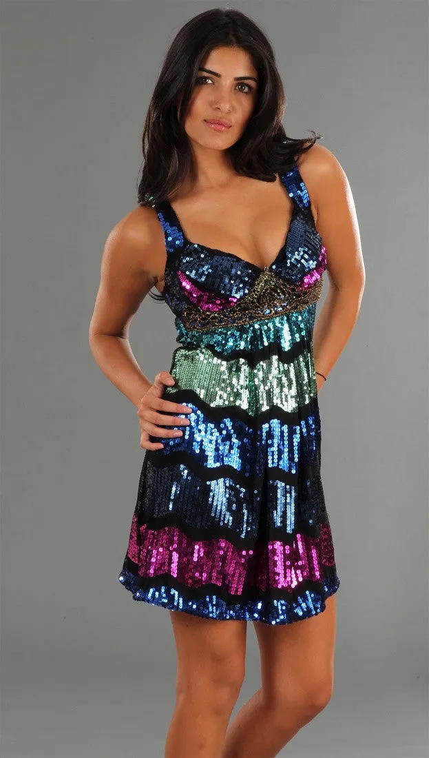 Sky Skylor Sequin Multicolored Dress