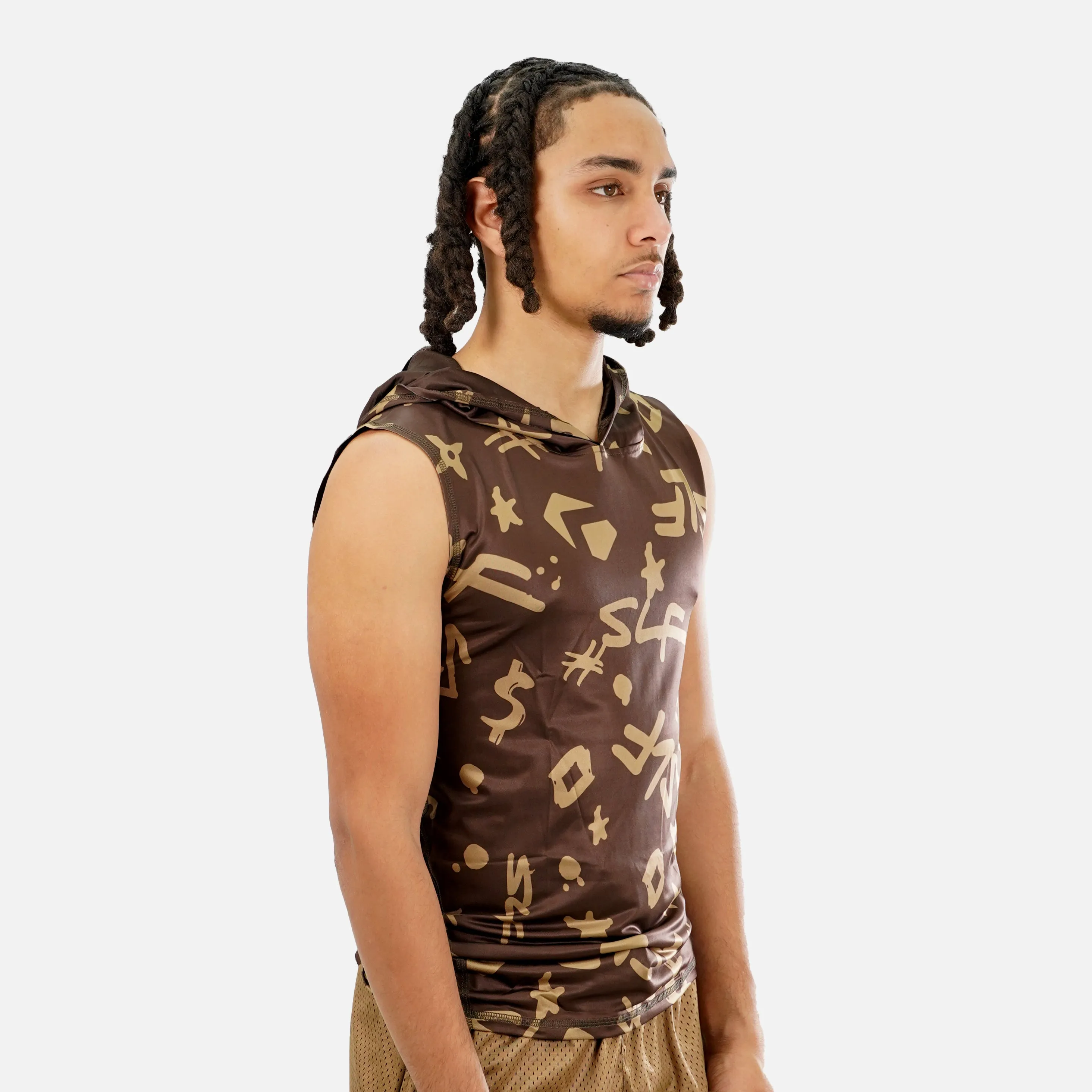 SLF Milan Pattern Sleeveless Compression Hoodie