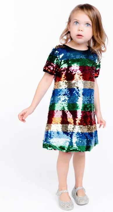 S/S Striped Sequinned Dress