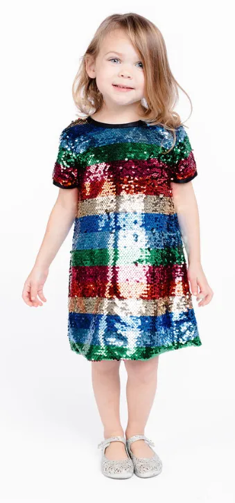 S/S Striped Sequinned Dress