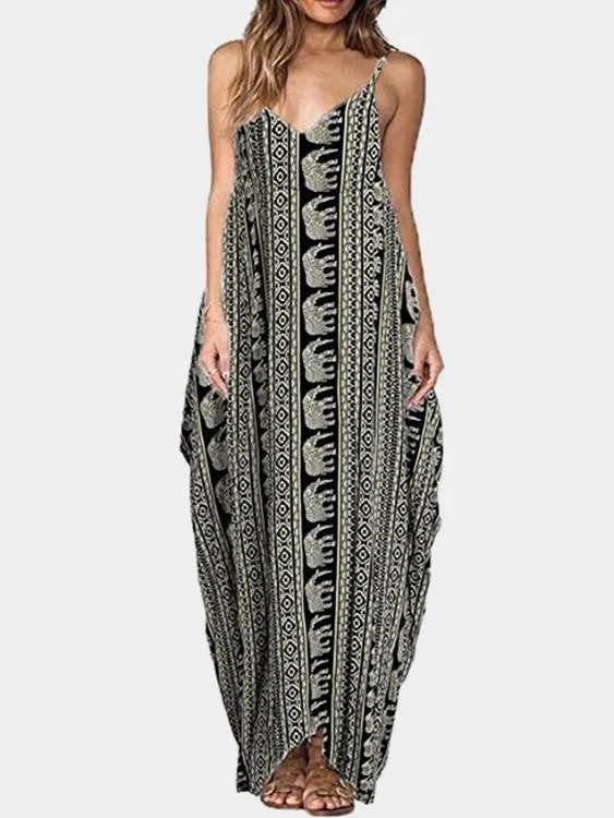 Wholesale Black Deep V-Neck Sleeveless Maxi Dress