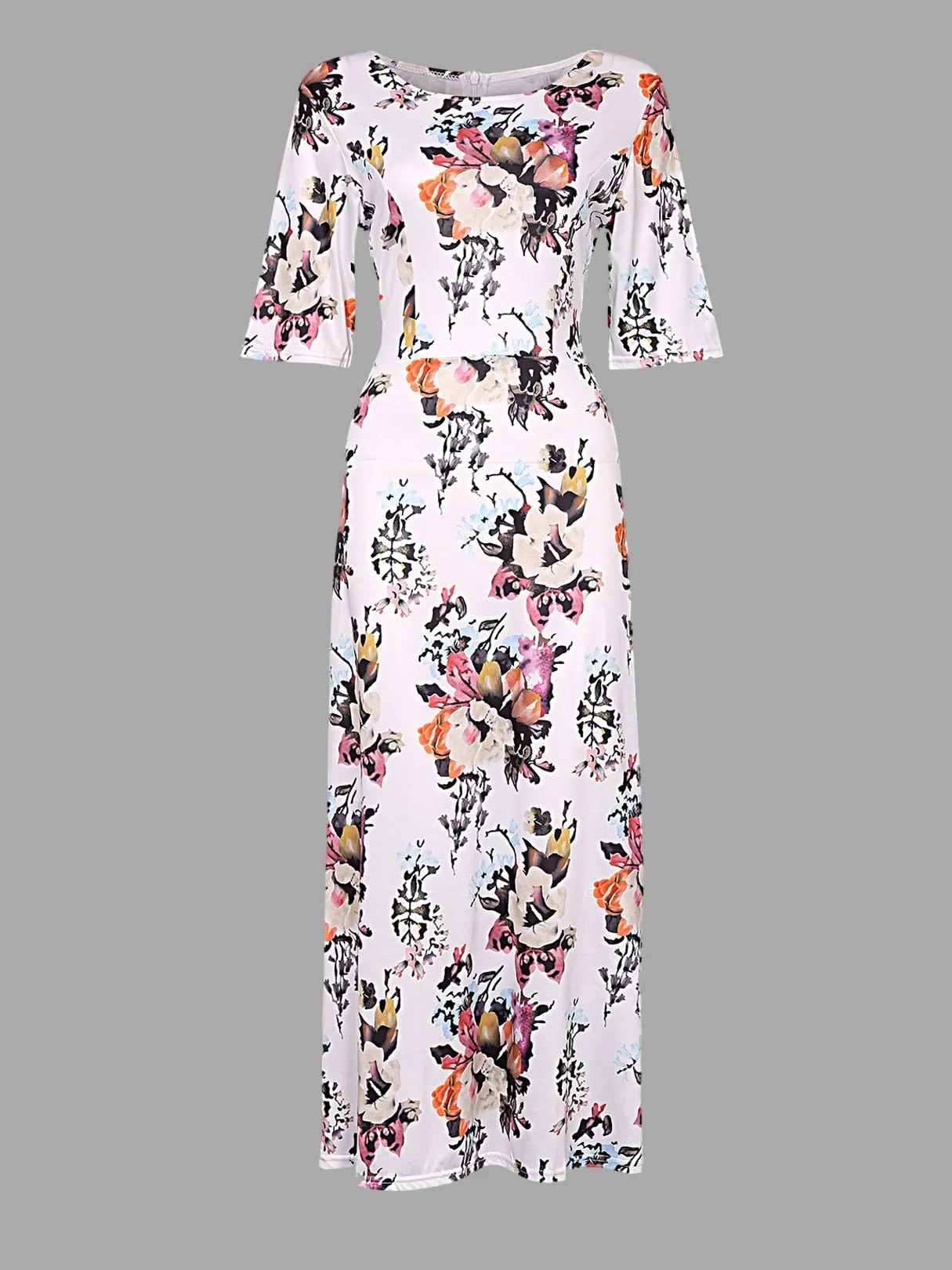 Wholesale Half Sleeve Floral Print Maxi Dresses