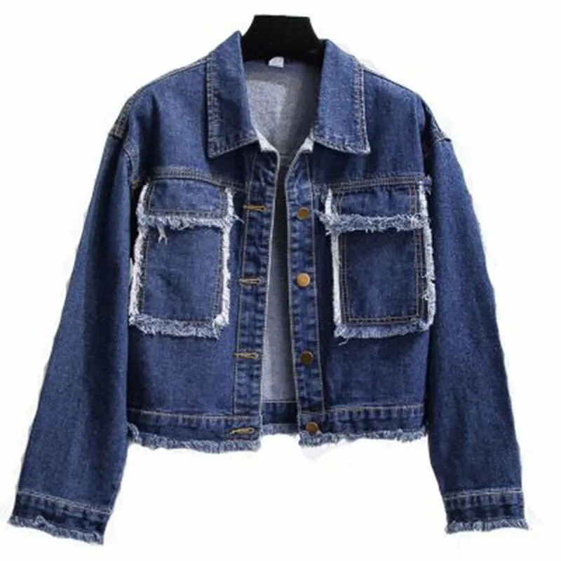 Women Black Denim Jackets Candy Color